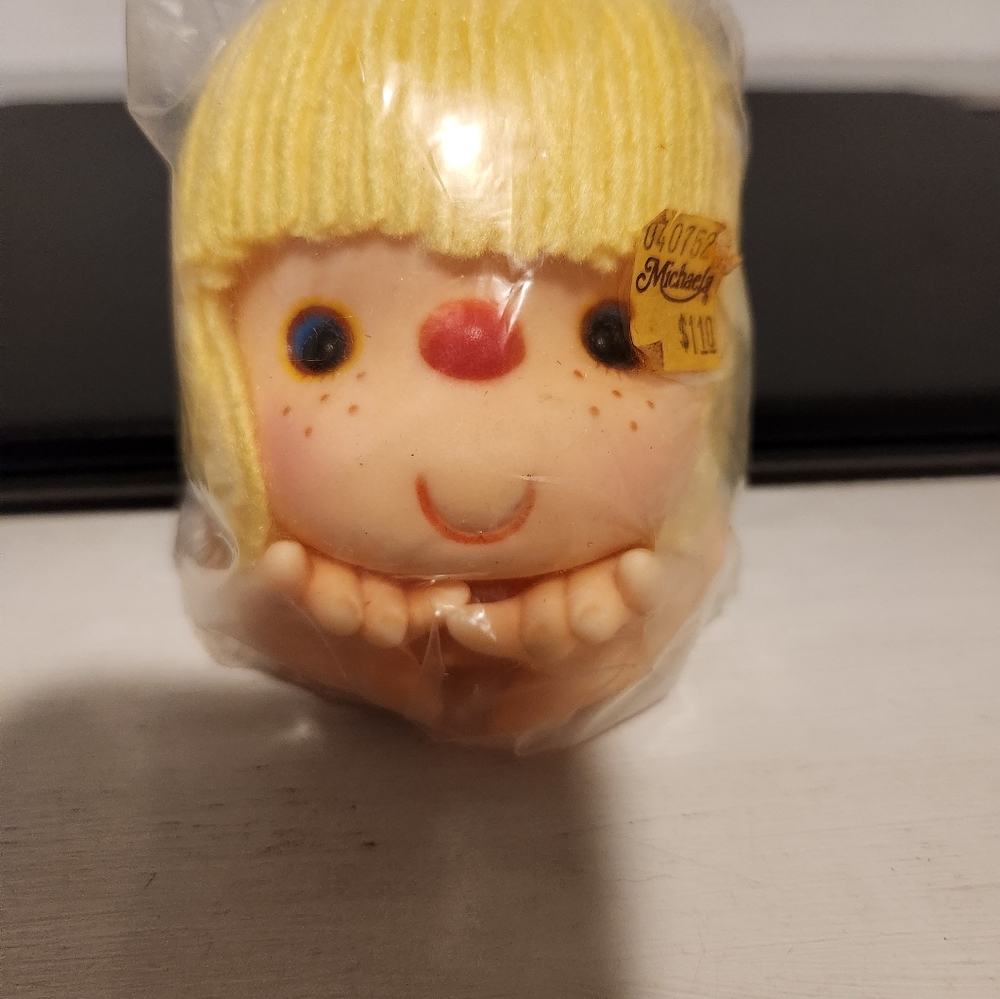 Fibre Craft vintage blonde hair doll head with hands.